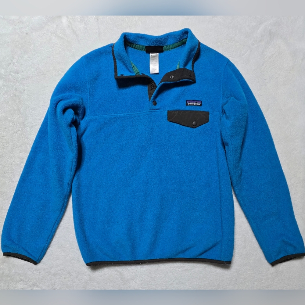 Patagoina Coat Size S Small Blue Pullover Jacket Half Button Syncilla Fleece Lik